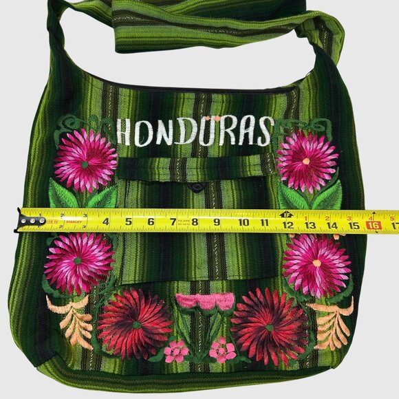 Honduras Handwoven Embroidered Shoulder Bag With Floral Design - Picture 4 of 9
